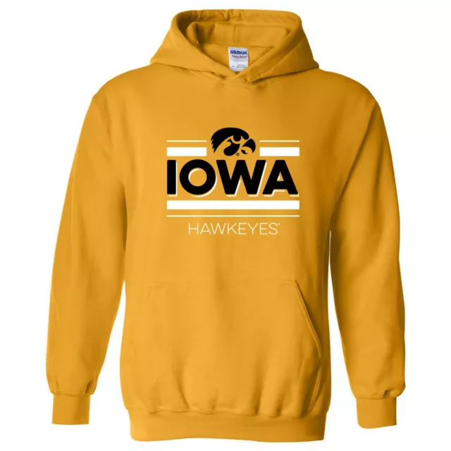 Iowa Hawkeyes Double Bar Logo University College Sports Hoodie - Gold