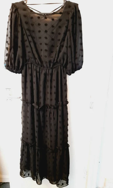 River Island Tie Back Midi Dress  Black Women’s UK Size 10 RRP £55.00
