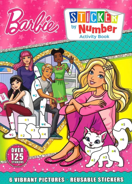 Barbie Movie Reusable Sticker By Number Childrens Activity Colouring Puzzle Book