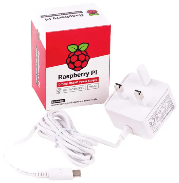 Oficial Raspberry Pi 4 Tipo C Potencia Fuente - Enchufe Ru (Blanco)