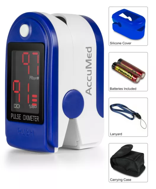 AccuMed CMS-50DL Fingertip Pulse Oximeter Finger Pulse SpO2 Monitor Blue