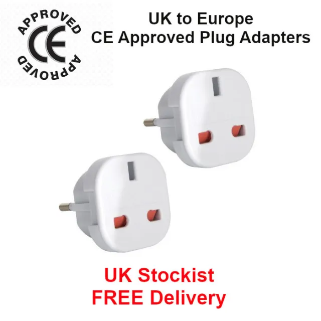 2 x UK To Italy EU Euro Europe European Travel Adaptor Plug 2 Pin Adapter