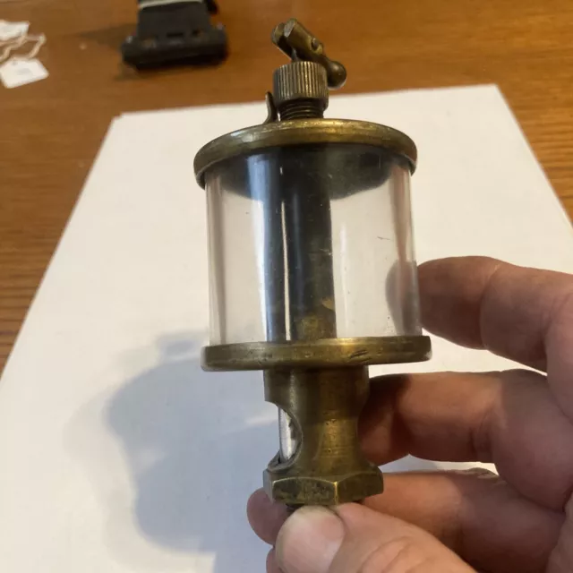 Vintage Michigan Lubricator Glass Engine Drip Oiler Twin Tube X48A2