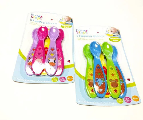 Pack Of 5 Kids Child Toddler Feeding Spoons Ideal For Babies Learning Self Feed