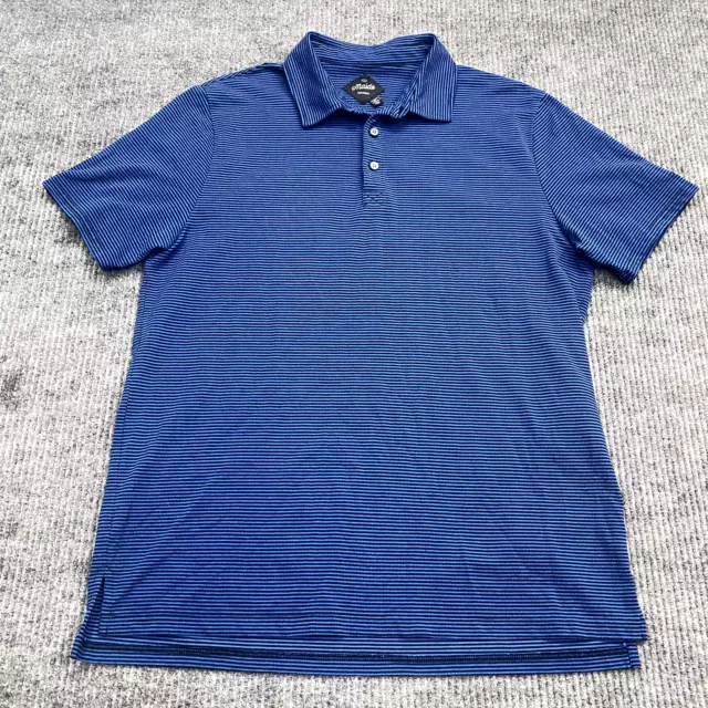 Bonobos Maide Mens Polo Shirt Large Blue Black Striped Short Sleeve Casual Golf