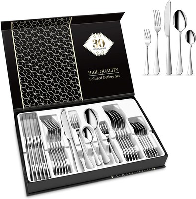 6 Coltelli Cena 6 Cucchiai Cena Exzact Posate in Acciaio Inox Set di 24 Pezzi- 6 Forchette 6 Cucchiaini EX994 x 24 
