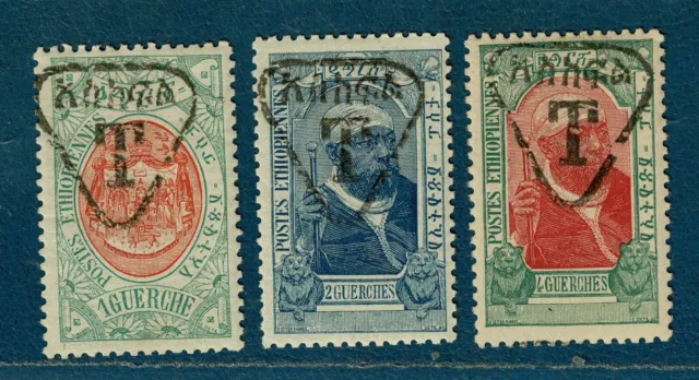 ETHIOPIE:TIMBRES-TAXE: N°38*+N°39*+N°*40*: les 3 timbres neufs* MH -  1913 - TB.