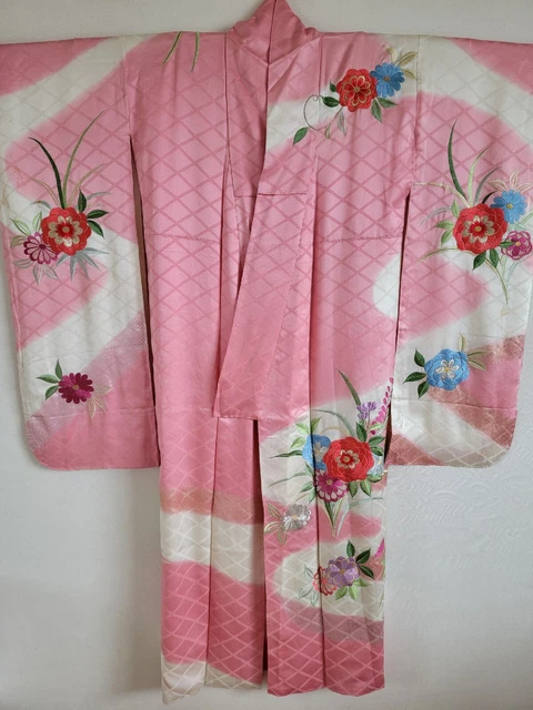 Antique Japanese Silk  KIMONO Robe ,Furisode,KIMONO Dress,ソ