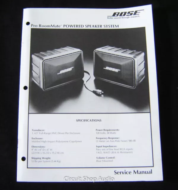 Original Bose Pro Roommate Powered Speaker System Service Manual