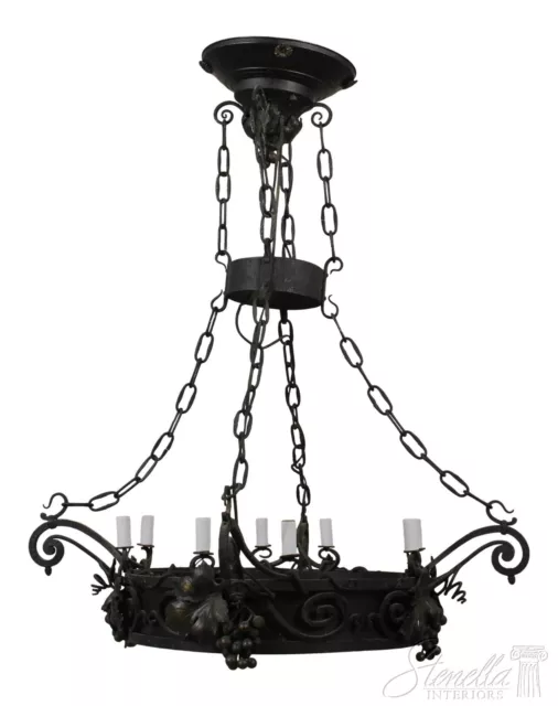 F56830EC: Vintage Hand Crafted Wrought Iron Chandelier Light Fixture