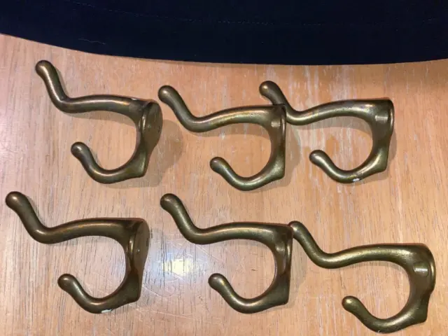 Vintage Brass Coat Hooks Set Of 6