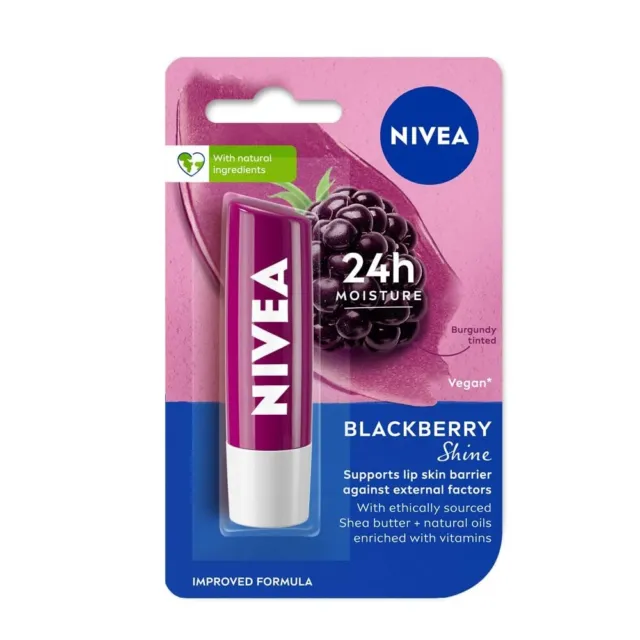 NIVEA Lip Balm, Fruity Berry Shine, 4.8G,Purple FREE SHIPPING