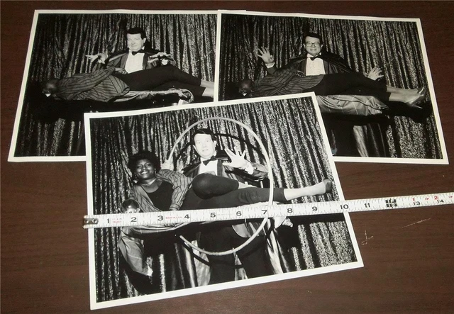 Vintage Magician Dan Caufield Photos Performing  The Levitating Woman Illusion