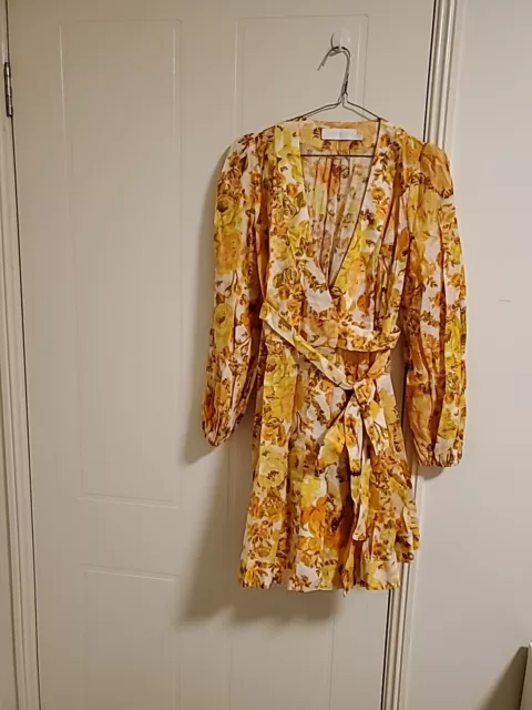 New Zimmermann Raie Floral-print Cotton Mini Dress size 0