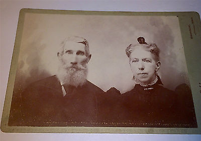 Antique Victorian American Very Old Couple ID'd!, Greenfield Iowa Cabinet Photo!
