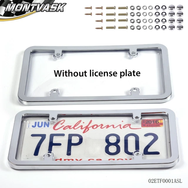 New Fit For Car License Plate Cover Tag Holder Frame Shield Protector+Screw Caps