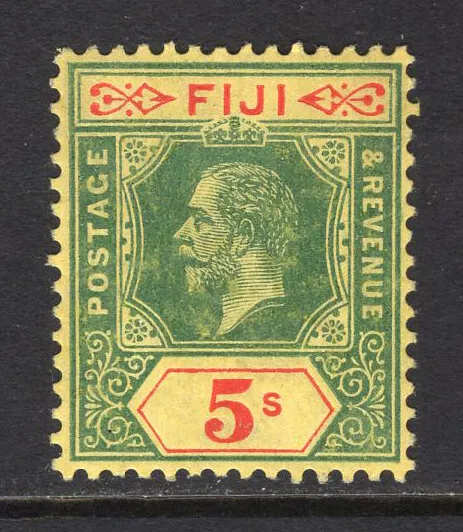 M24134 Fiji 1912 SG136 KGV: 5/- green & red/yellow.  LMM, Cat £55