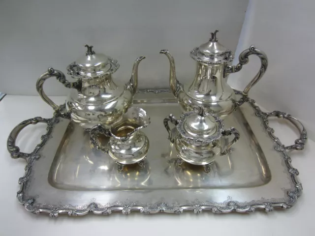 Beautiful Vintage Portuguese 833 Silver Coffee & Tea Set w/ Tray 5pc. - Lisbon