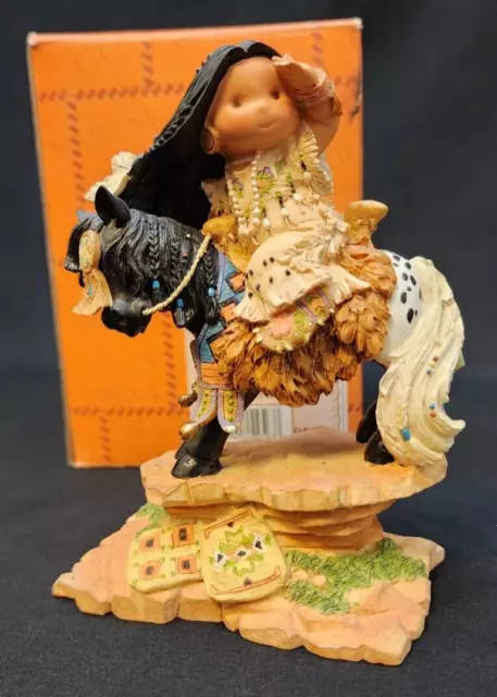 Friends of the Feather "Woman of Spirit" Girl on Horse Plateau w/Box Enesco