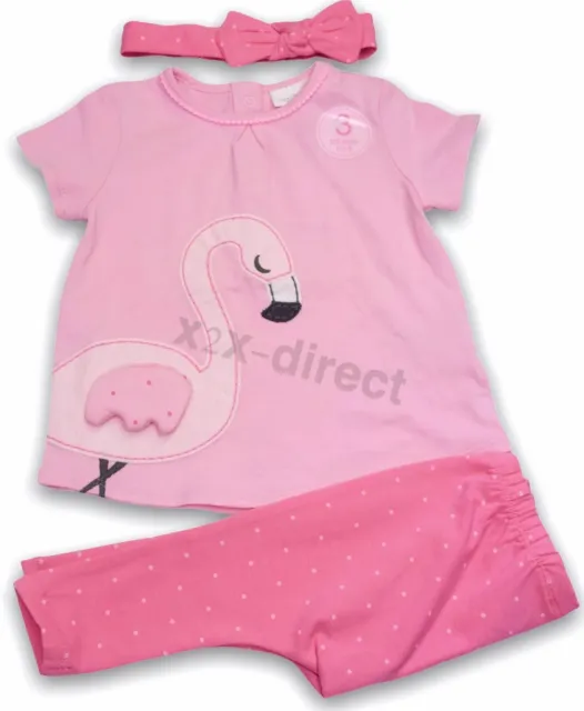Next Girls Pink Flamingo T-Shirt - Leggings And Headband Set NEW