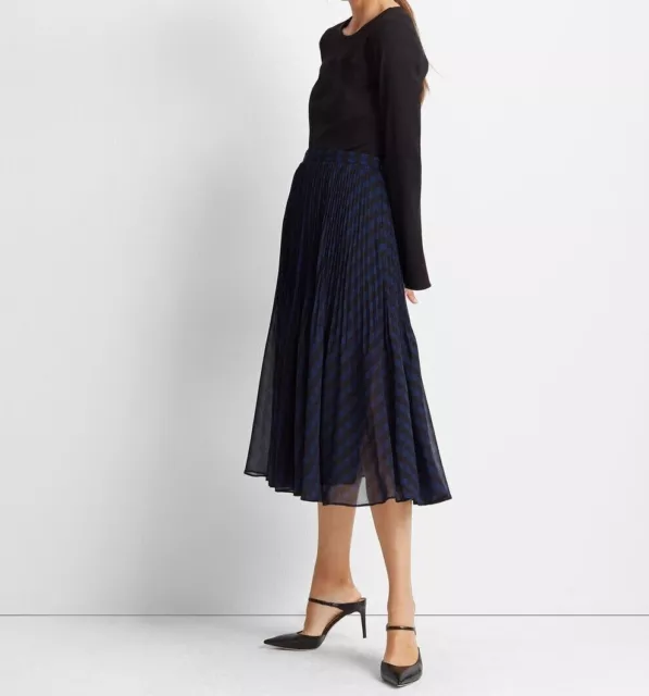 Club Monaco Women's Yowshee Skirt Pleated Black & Blue Size 4 Retail $179