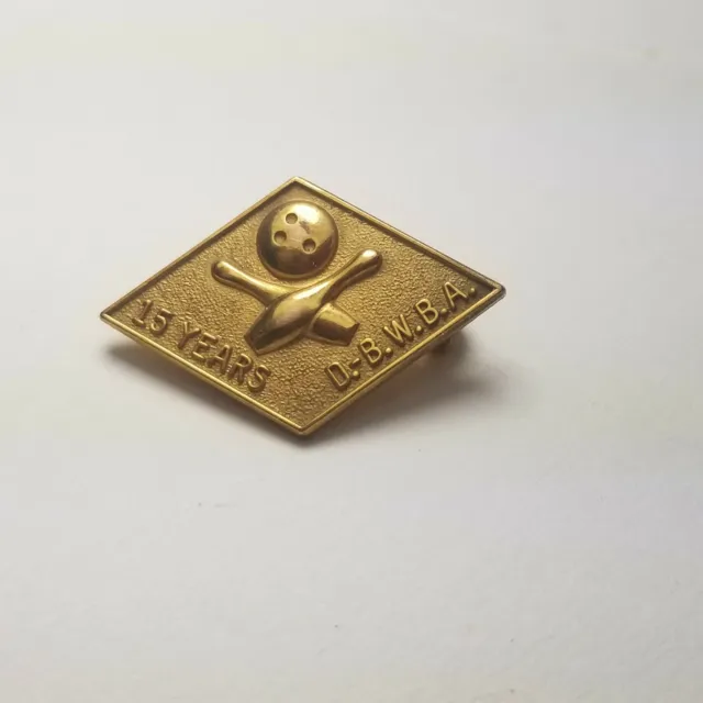 Vintage Lapel Hat Pin Pinback Bowling Pin 1/20th 10k Gold Filled 15 Years DBWBA