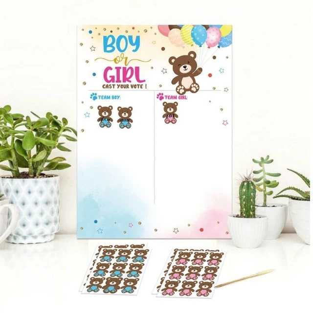 Gender Reveal Party  Gender Reveal Poster with 36 Boy and Girl Stickers 3