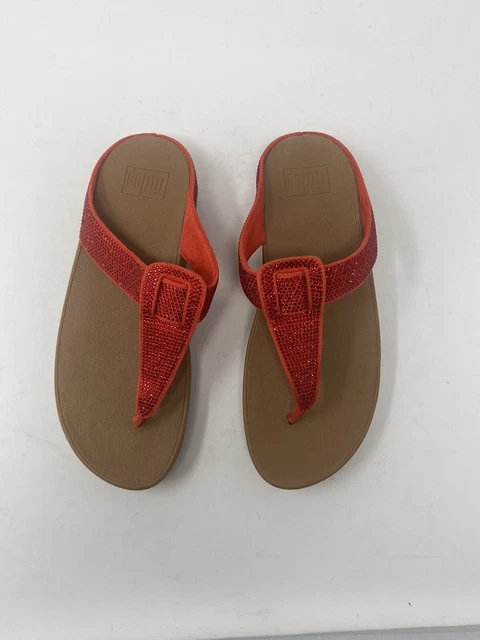 FitFlop Isabelle Toe Post Crystal Sandal Red New with Tags Size US 8 3