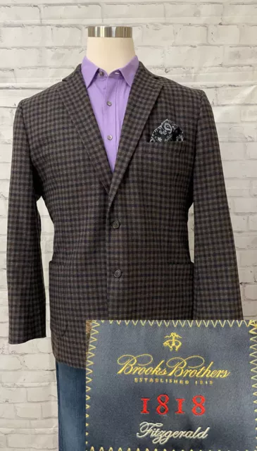 Brooks Brothers 1818 Two-Button Fitzgerald Blazer Wool Sport Coat Jacket 46R
