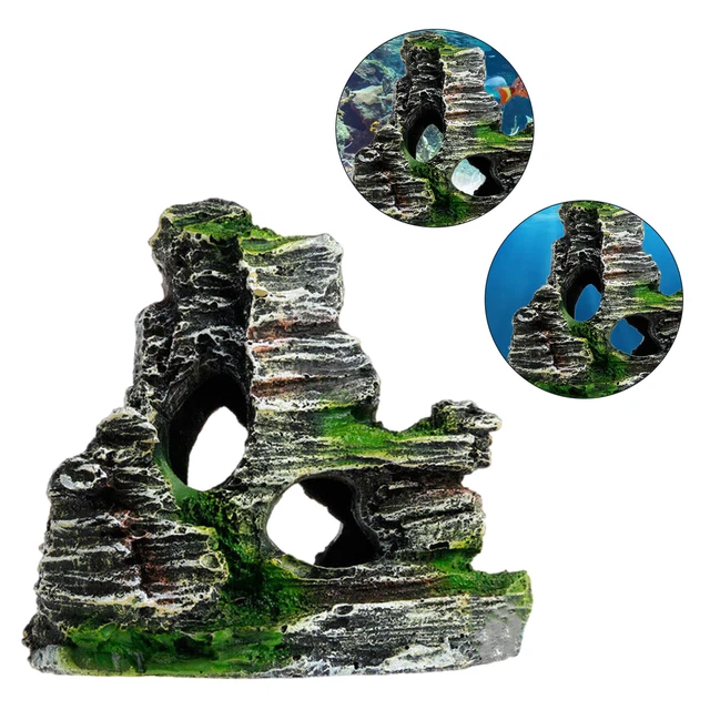 Aquarium Ornament Rockery Hiding Mountain Cave Home Fish Tank Decor Resin 5a