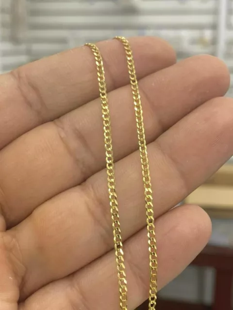 14K Real Gold Cuban Link Chain Necklace Girl Boy Kid Baby Jewelry 16" Cadena 2mm 3