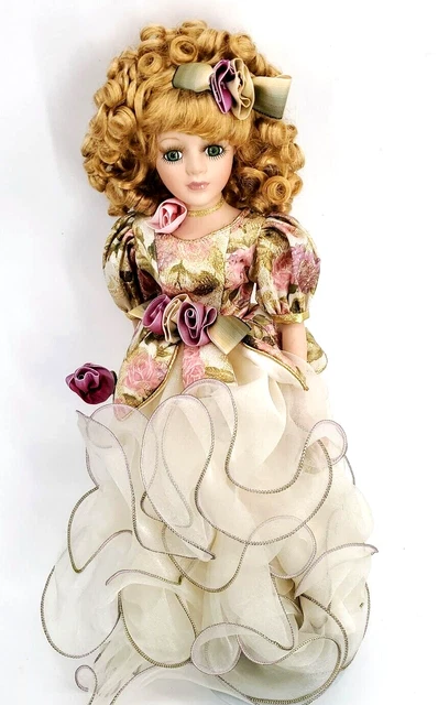 Collectors Choice Limited Edition Bisque Doll Curly Hair Banded Elegant Dress #1