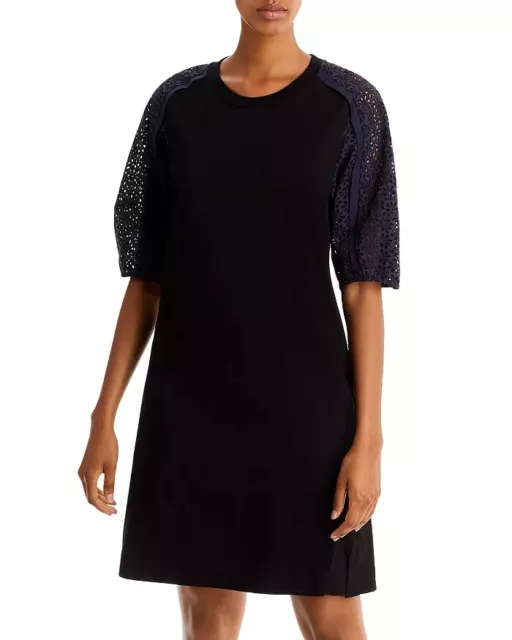 3.1 Phillip Lim Broderie Sleeve Dress Women's Small Black-Midnight Half Sleeve