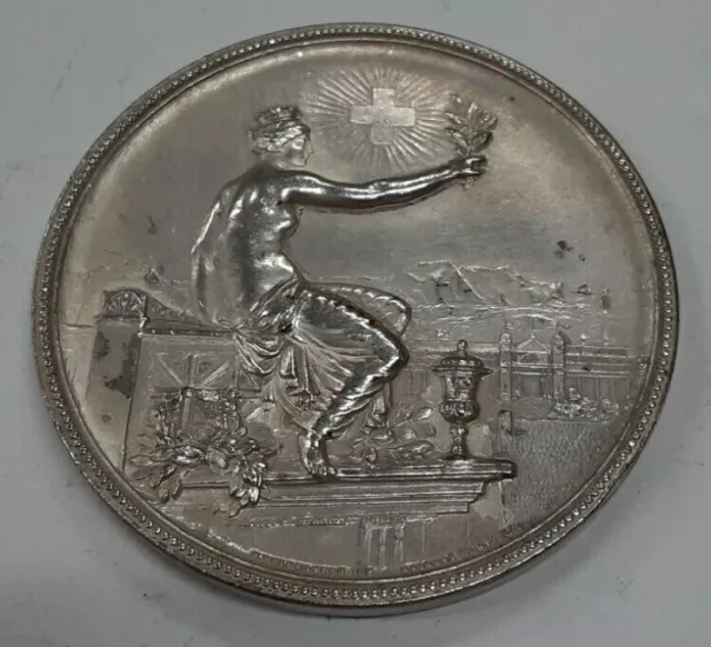 1895 Zurich in Winterthur Switzerland 45mm Silver Swiss Shooting Medal R1756b