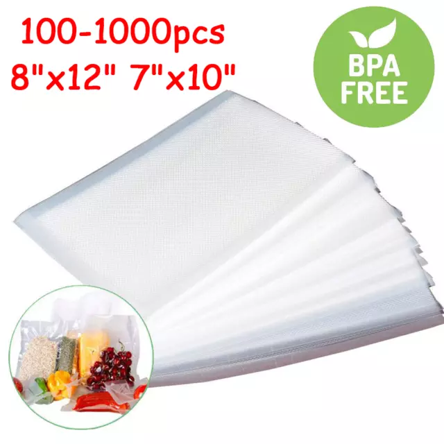 500/1000 Quart Vacuum Sealer Bags 8x12 7x10 Embossed Food Saver Storage Package