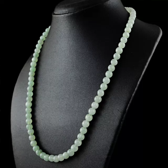 Green Aquamarine 246.00 Cts Natural Round Beads Single Strand Necklace (RS)