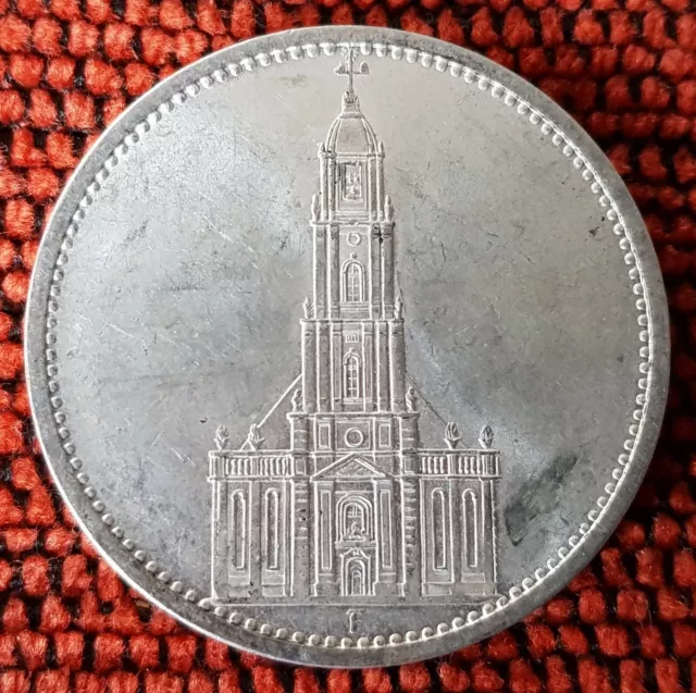 Deutschland Nazi 5 Reichsmark Postdam Kirche undatiert 1934 F AU 0,900 Silber Lot 4UF