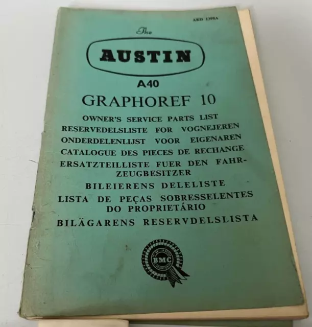 Danish Text Austin A40 owners Service parts list book AKD1399A  loose cover