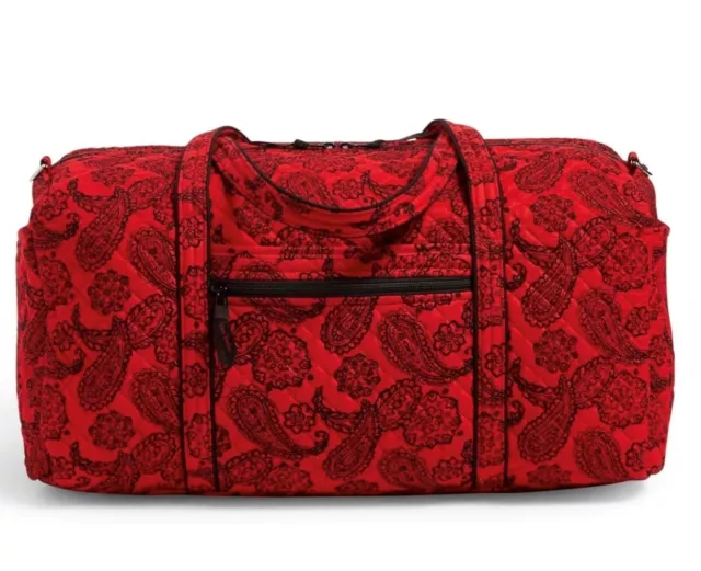 Vera Bradley  Large Travel Duffel Bag Red Black Bandana Paisley New Sealed