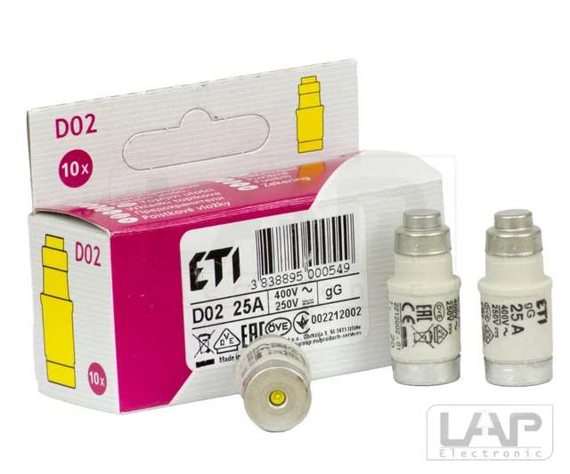 10 Pièce Neozed Fusibles Assurance D01 E14 D02 E18 Schmelzsicherug