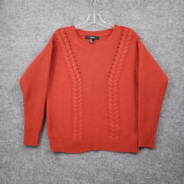 FOREVER 21 Sweater Womens M Medium Orange Pullover Long Sleeves Knit Acrylic