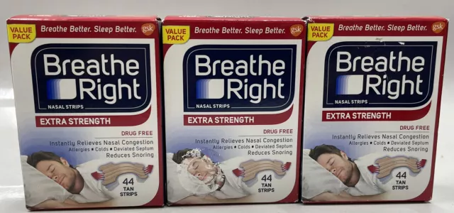 Breathe Right Extra Strength Tan Nasal Strips 132 Count Distressed Box