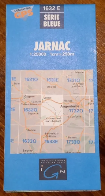 Carte de Randonnée IGN 1/25000 JARNAC 1632 E