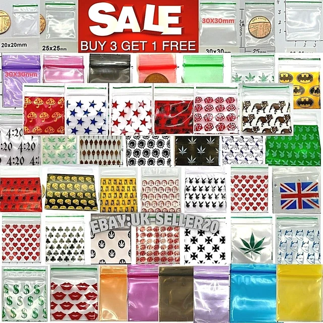 100x Small Colour &Clear Plastic Bags Baggy Grip Self Seal Zip Lock NEW BAG POLY