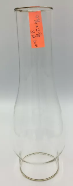 Glass Oil Kerosene Lamp Chimney Globe 9 3/4" x 2 5/8” x 3 1/2" Bulge
