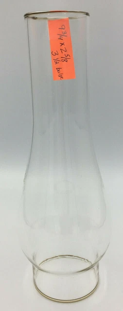 Glass Oil Kerosene Lamp Chimney Globe 9 3/4" x 2 5/8” x 3 1/2" Bulge