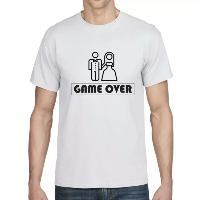 Maglietta Uomo Divertente Addio al celibato T-shirt Game Over tshirt matrimonio