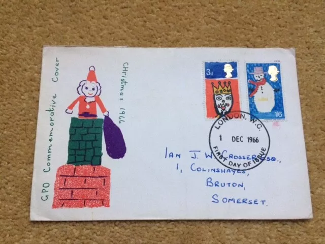 CHRISTMAS 1966 FDC with insert London postmark 3d, 1/6 First Day Cover