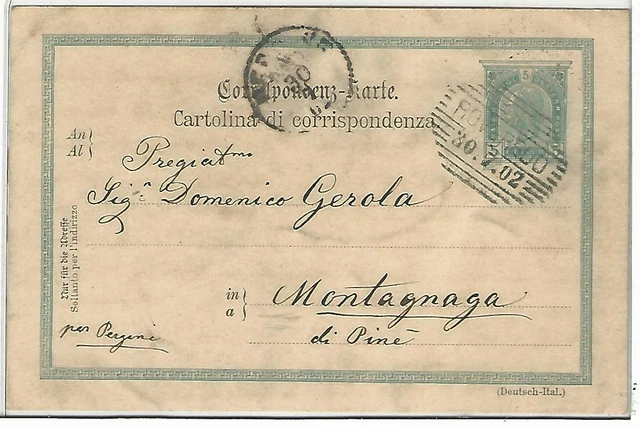 TRENTO (475) - Cartolina di Corrispondenza da ROVERETO, bel timbro - Vg 1902