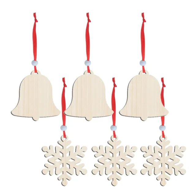 6 PCS Bambou Découpes De Bois Noël Inachevées Embellissements